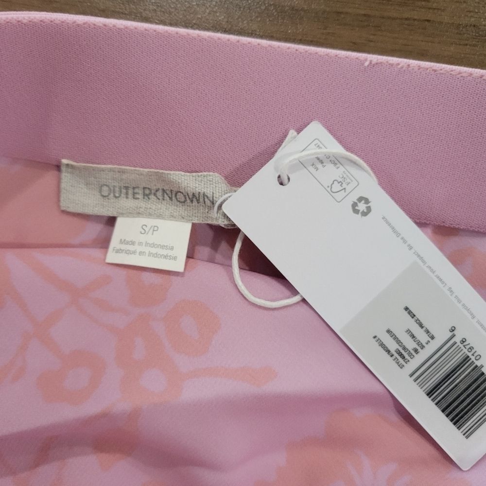 OUTERKNOWN Women's Pink Orange Floral Silky Midi Skirt Size S Tropical Resort - Picture 6 of 11